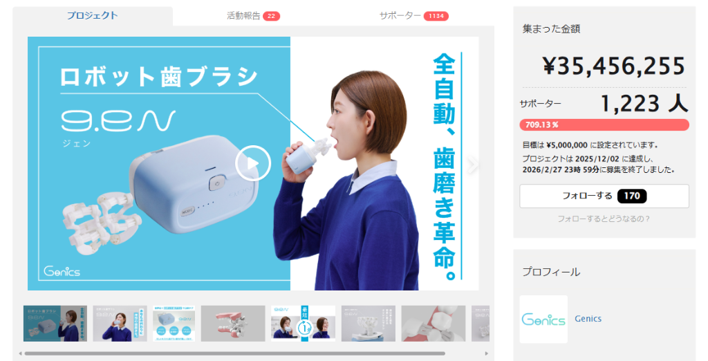 Makuakeクラウドファンディング結果